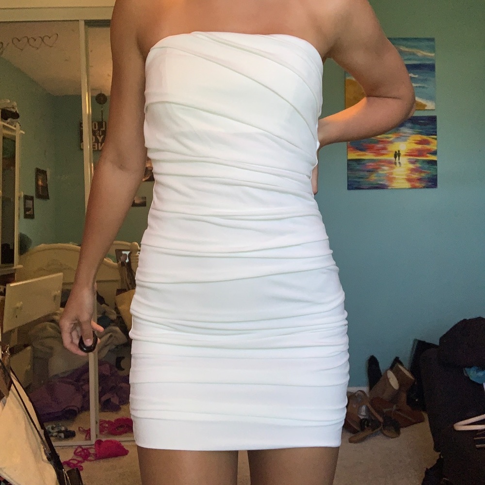 Charlotte Russe strapless white ruffle dress, XS